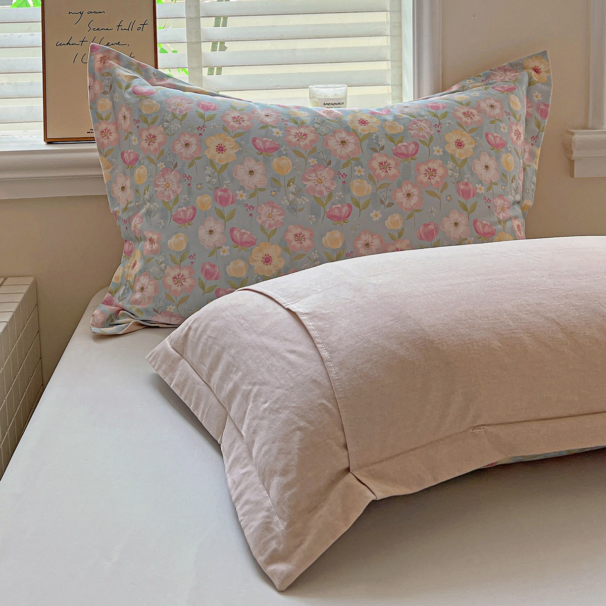 91家纺网 家纺一手货源 找家纺 依庭 2025新款高克重全棉纯棉磨毛印花单枕套 樱絮仙踪