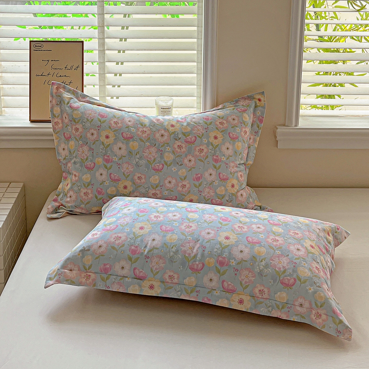 91家纺网 家纺一手货源 找家纺 依庭 2025新款高克重全棉纯棉磨毛印花单枕套 樱絮仙踪