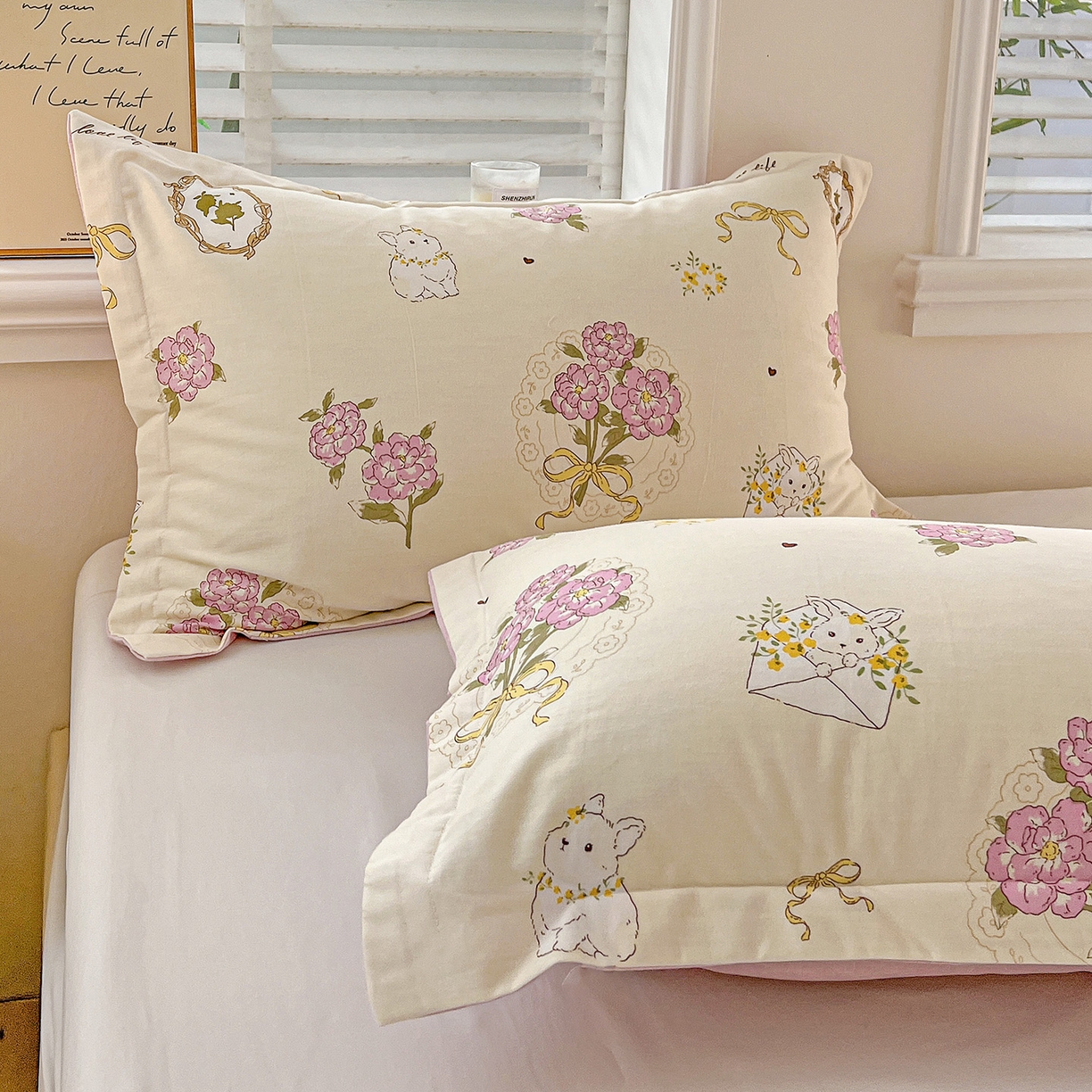 91家纺网 家纺一手货源 找家纺 依庭 2025新款高克重全棉纯棉磨毛印花单枕套 优漫