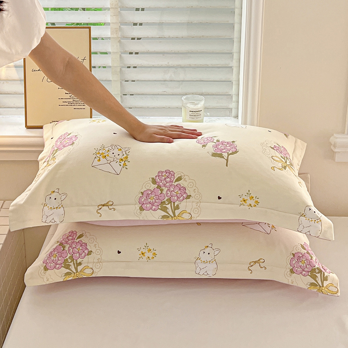 91家纺网 家纺一手货源 找家纺 依庭 2025新款高克重全棉纯棉磨毛印花单枕套 优漫