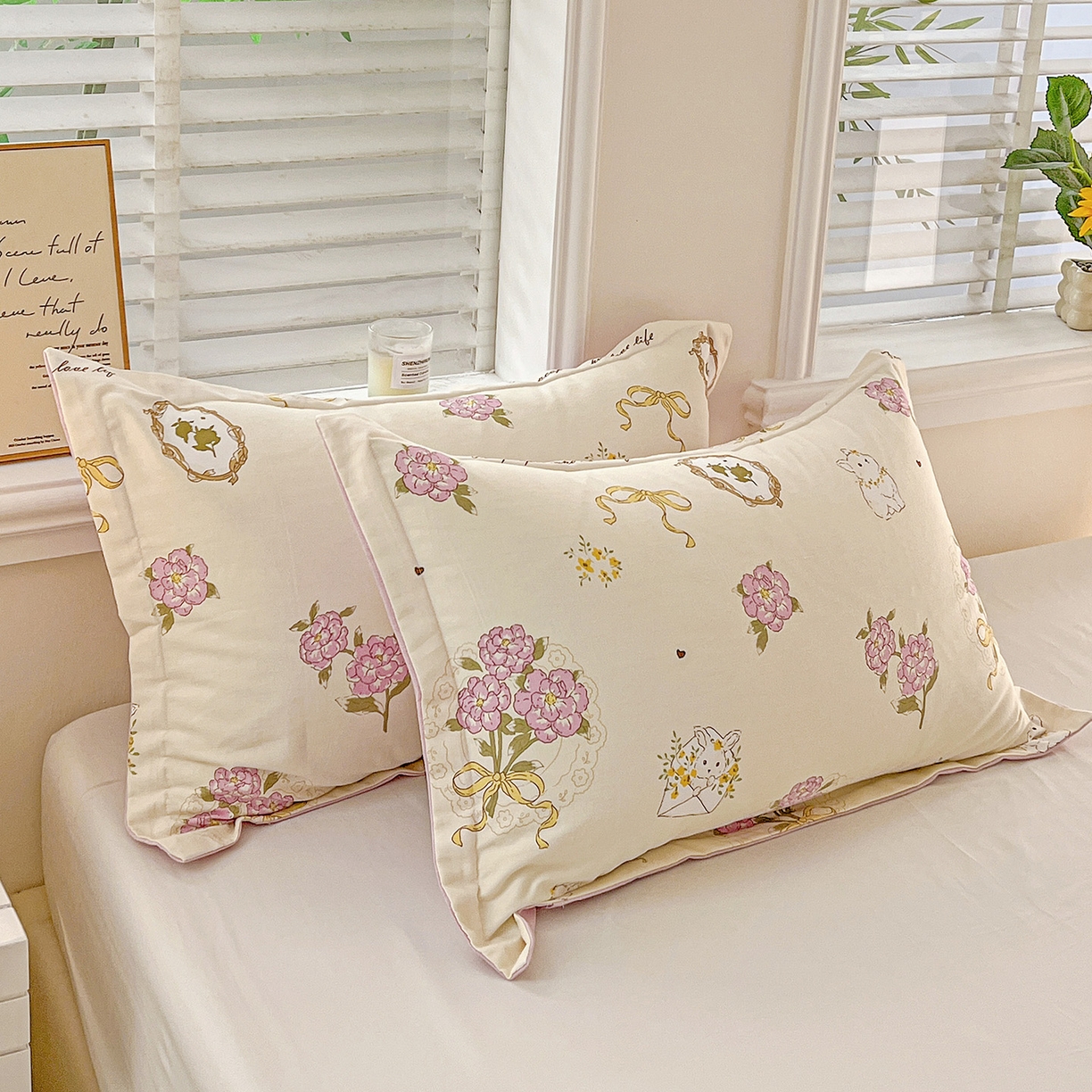 91家纺网 家纺一手货源 找家纺 依庭 2025新款高克重全棉纯棉磨毛印花单枕套 优漫