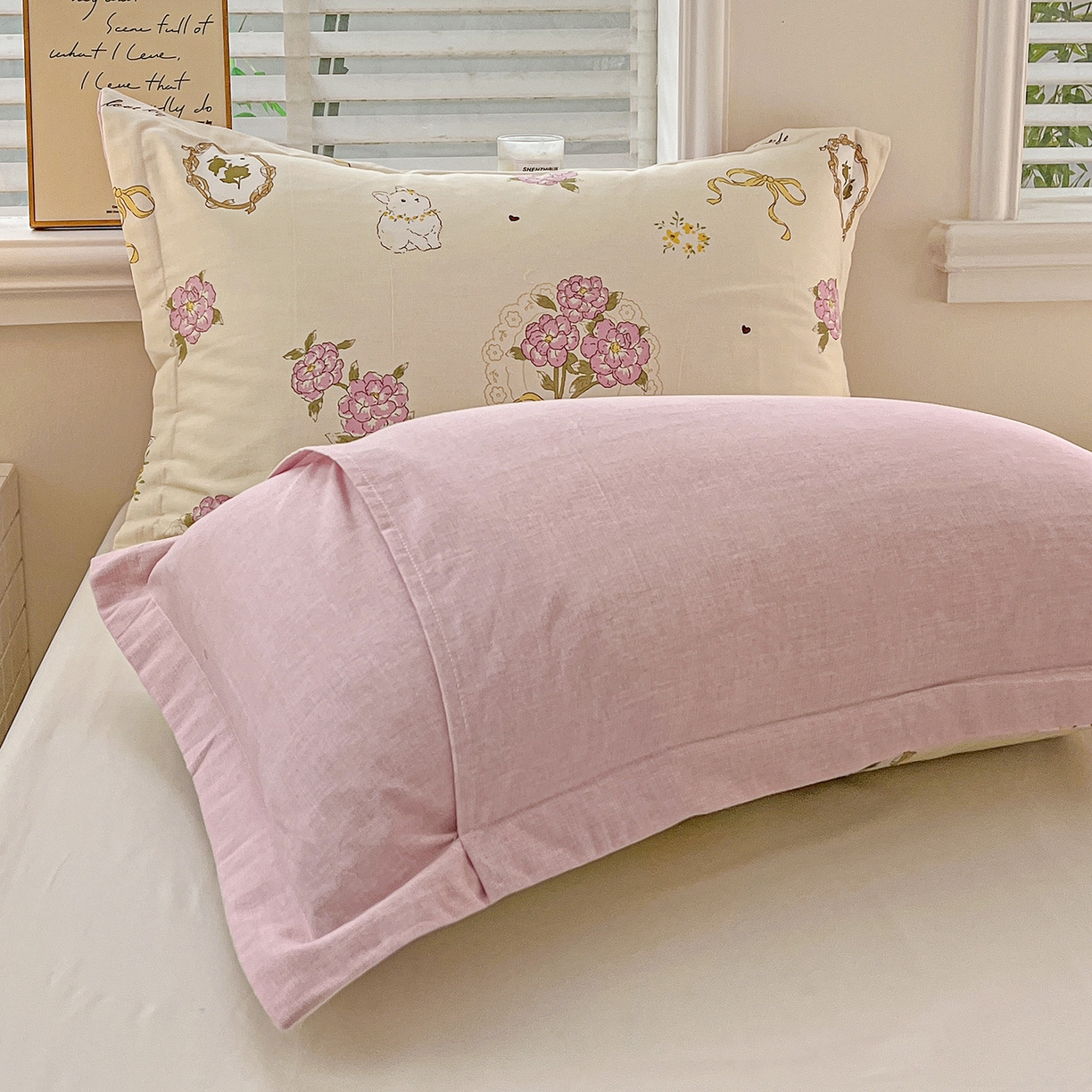 91家纺网 家纺一手货源 找家纺 依庭 2025新款高克重全棉纯棉磨毛印花单枕套 优漫