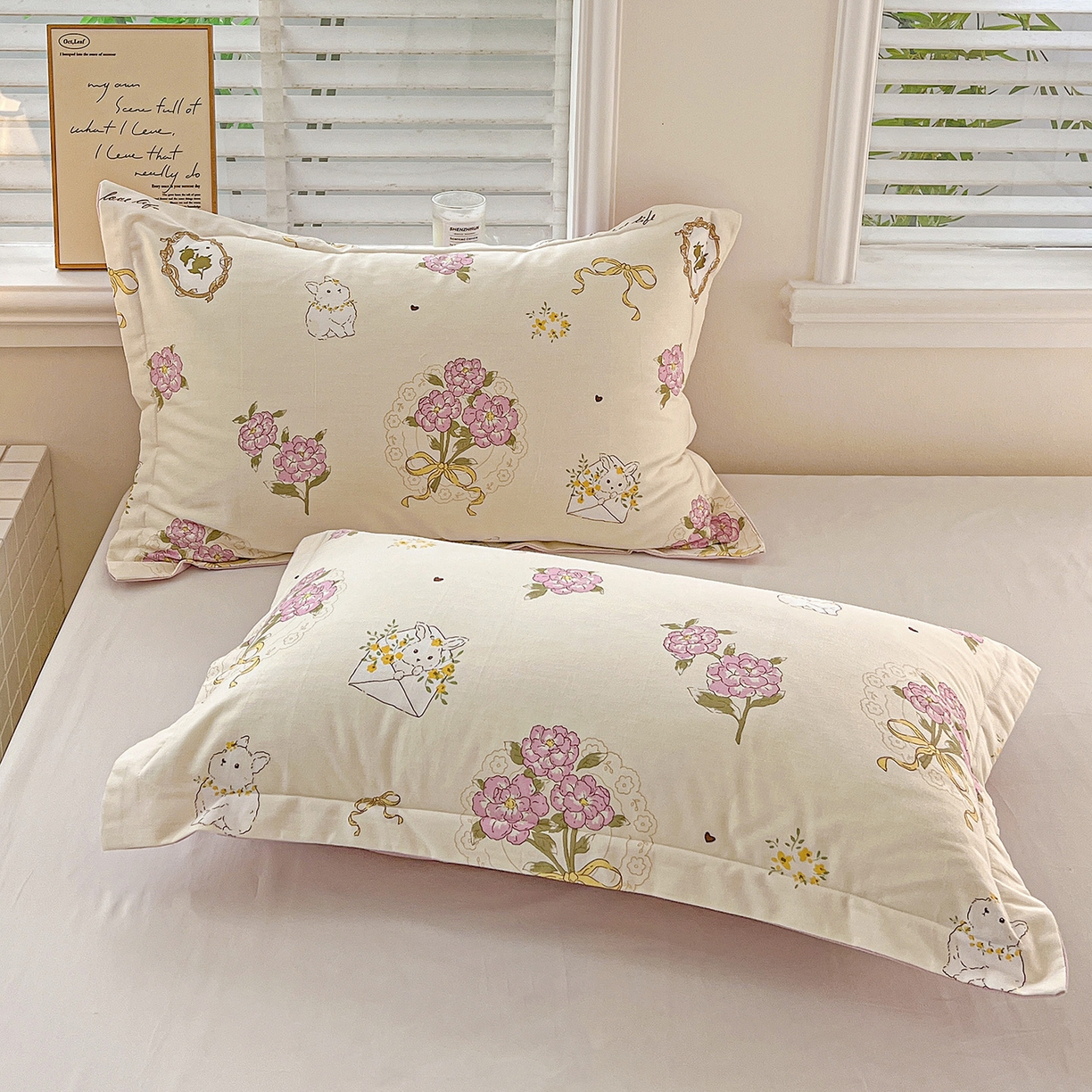 91家纺网 家纺一手货源 找家纺 依庭 2025新款高克重全棉纯棉磨毛印花单枕套 优漫