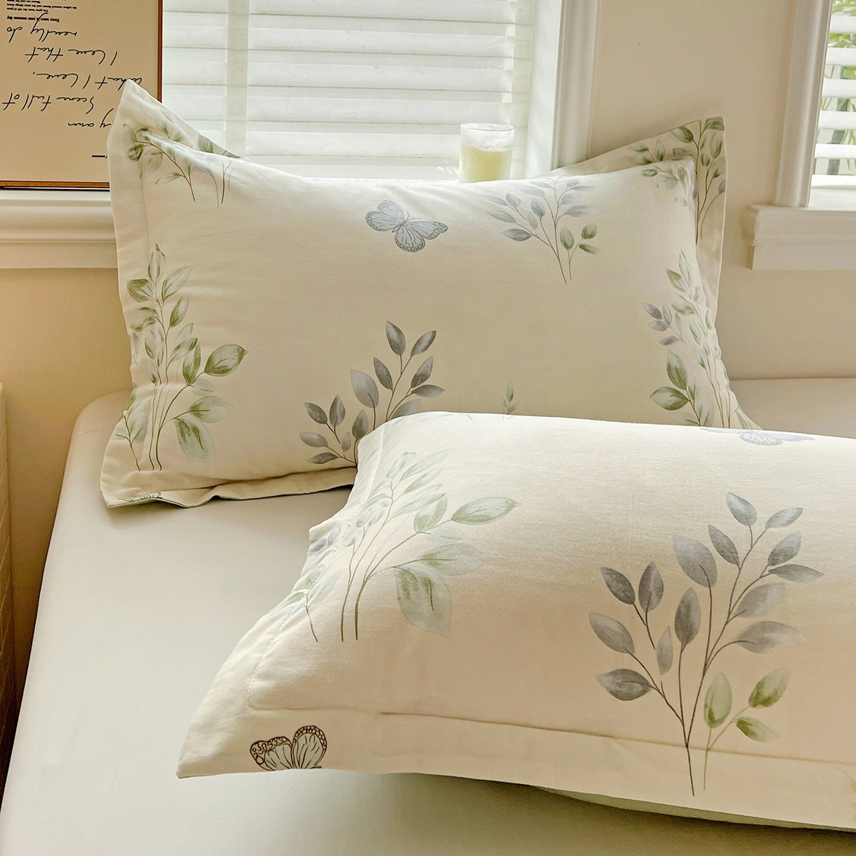 91家纺网 家纺一手货源 找家纺 依庭 2025新款高克重全棉纯棉磨毛印花单枕套 悠悠仙草