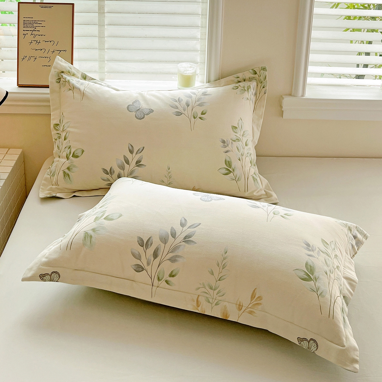 91家纺网 家纺一手货源 找家纺 依庭 2025新款高克重全棉纯棉磨毛印花单枕套 悠悠仙草