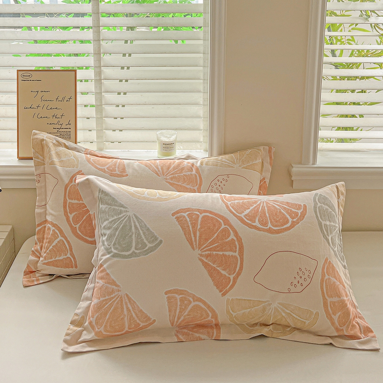 依庭 2025新款高克重全棉纯棉磨毛印花单枕套 柚见