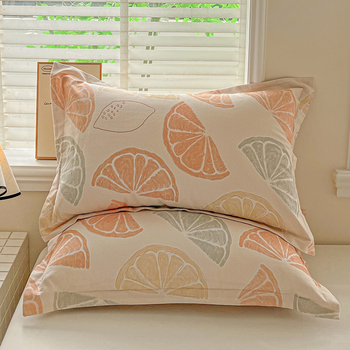 91家纺网 家纺一手货源 找家纺 依庭 2025新款高克重全棉纯棉磨毛印花单枕套 柚见