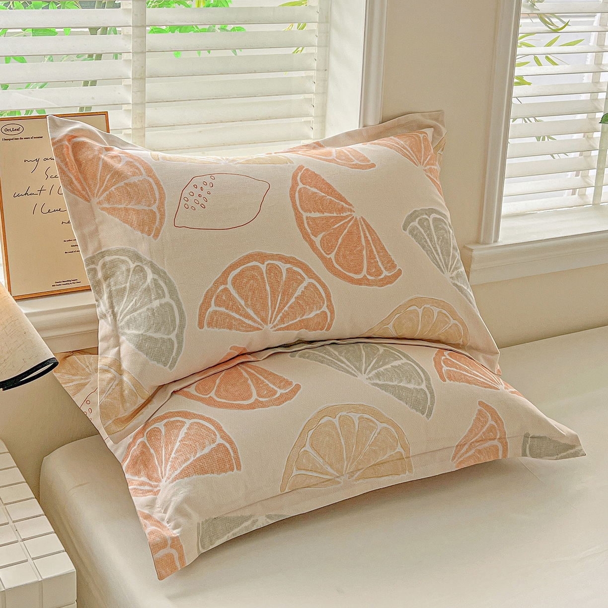 91家纺网 家纺一手货源 找家纺 依庭 2025新款高克重全棉纯棉磨毛印花单枕套 柚见