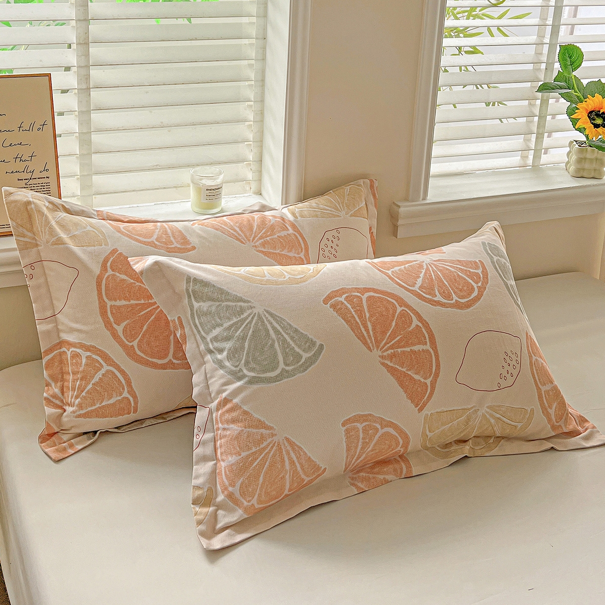 91家纺网 家纺一手货源 找家纺 依庭 2025新款高克重全棉纯棉磨毛印花单枕套 柚见