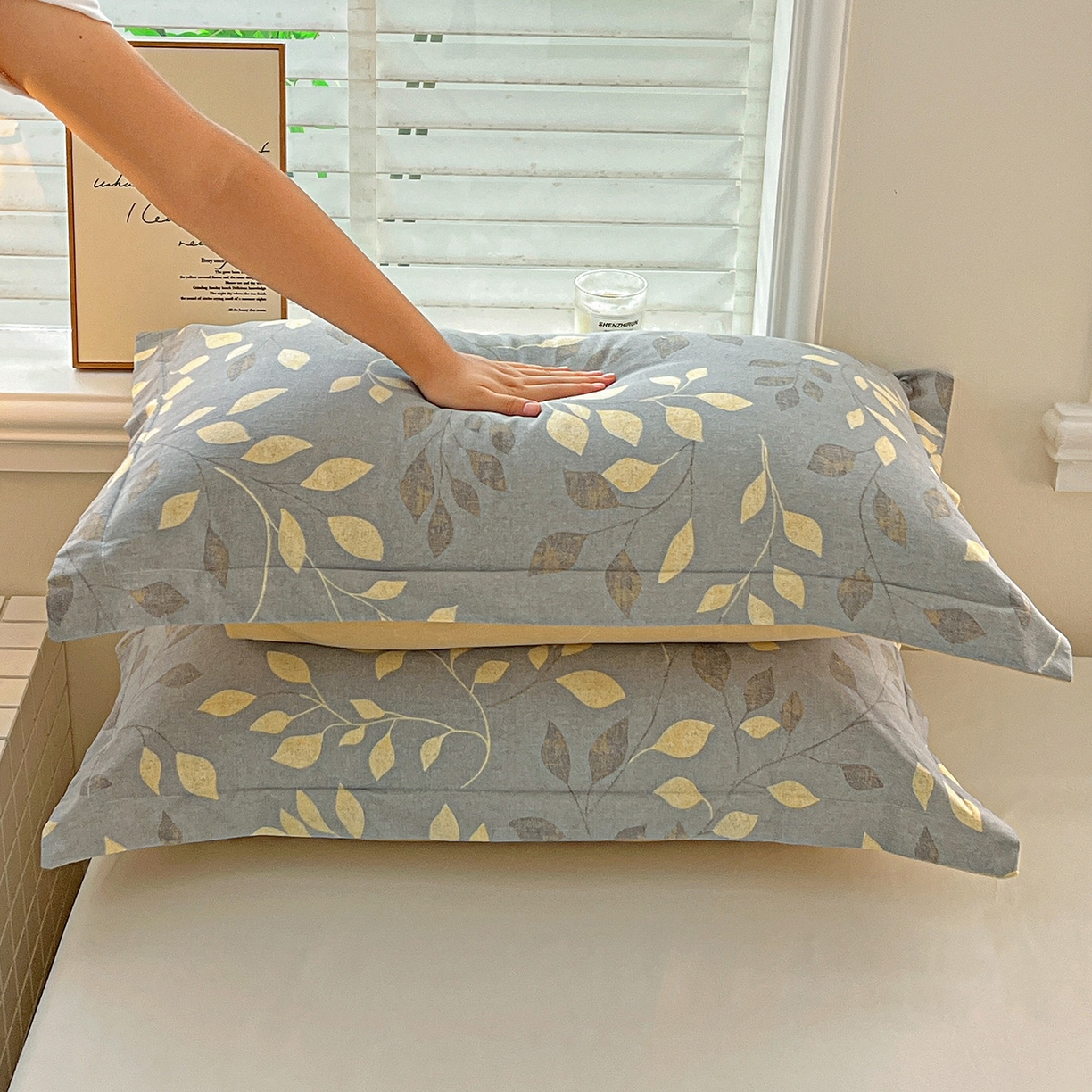 91家纺网 家纺一手货源 找家纺 依庭 2025新款高克重全棉纯棉磨毛印花单枕套 灼华