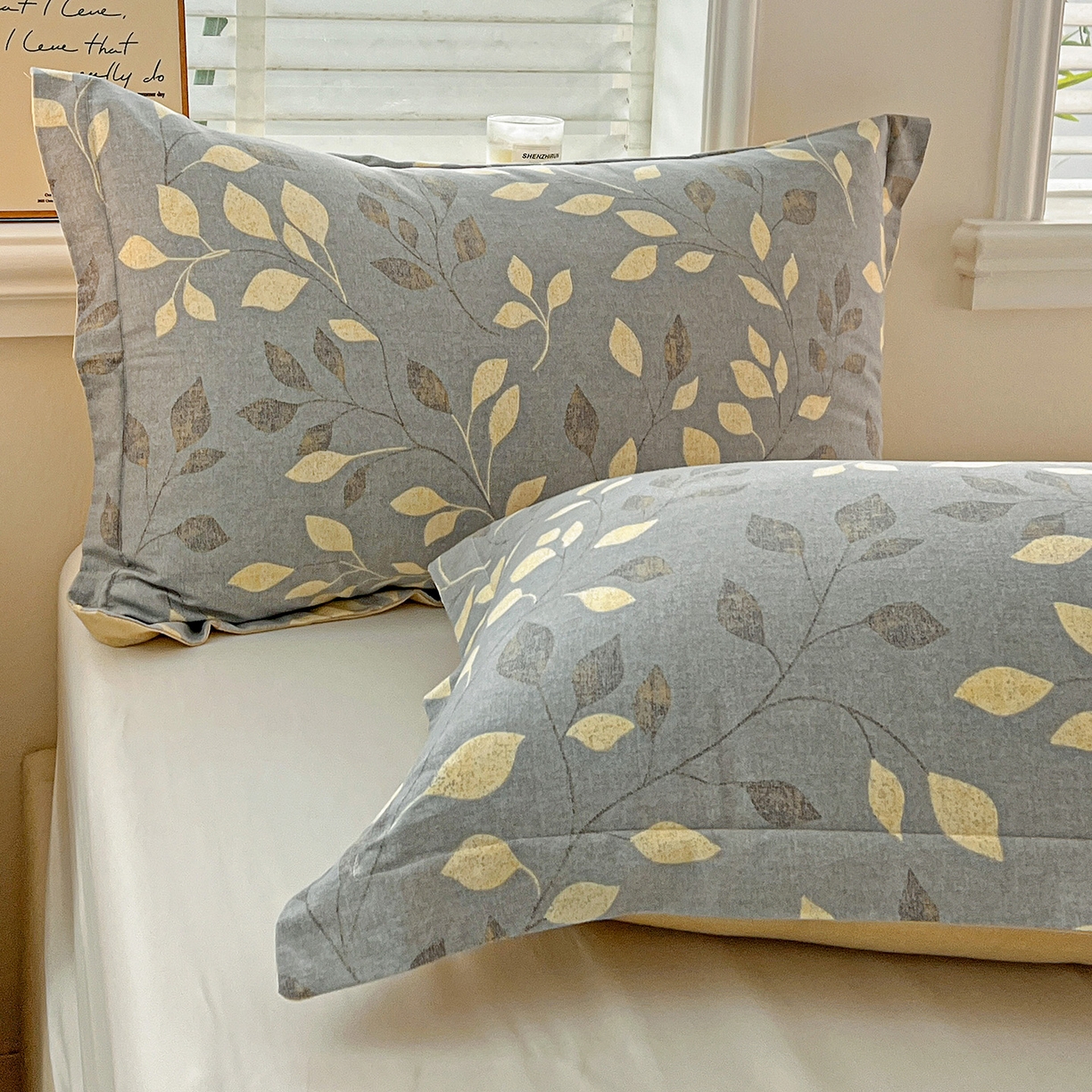 91家纺网 家纺一手货源 找家纺 依庭 2025新款高克重全棉纯棉磨毛印花单枕套 灼华