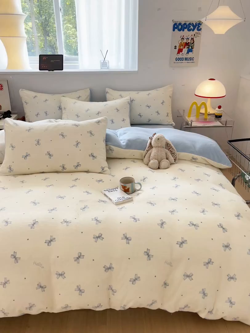 91家纺网 家纺一手货源 找家纺 瑞钰 2025新款A类加厚牛奶绒印花四件套 梦幻