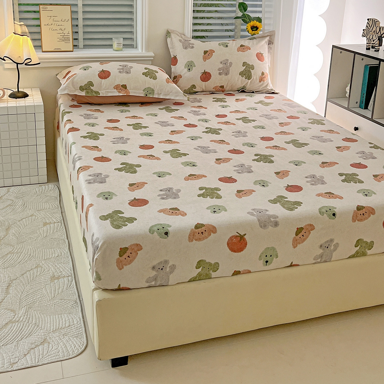 91家纺网 家纺一手货源 找家纺 （总）依庭 2025新款高克重全棉纯棉磨毛印花床笠单品床笠