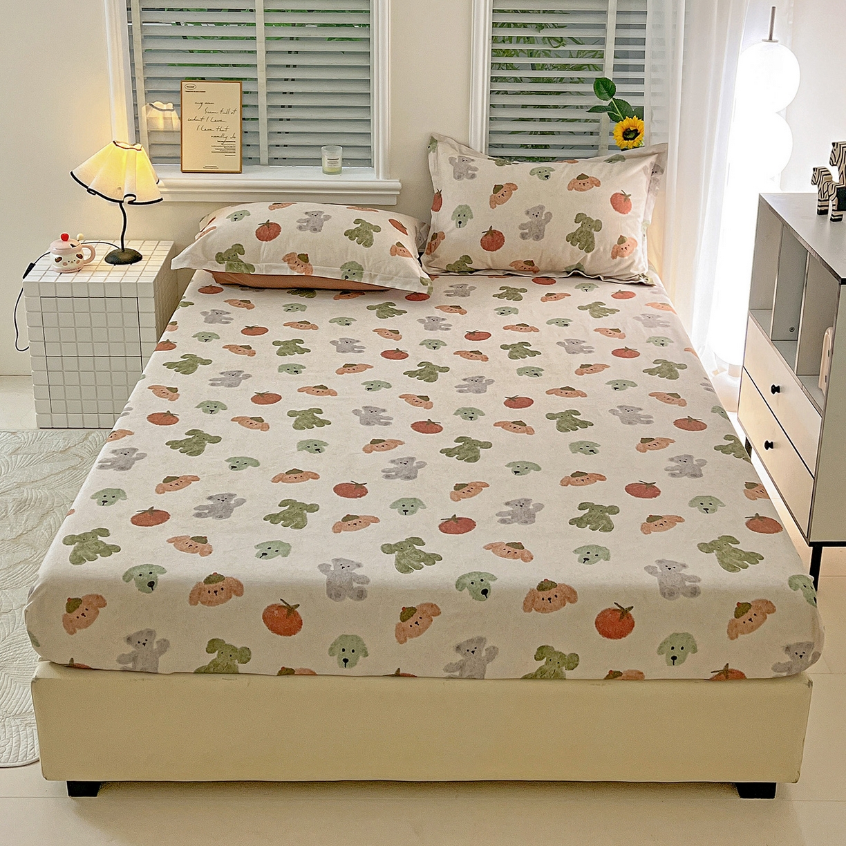 91家纺网 家纺一手货源 找家纺 （总）依庭 2025新款高克重全棉纯棉磨毛印花床笠单品床笠