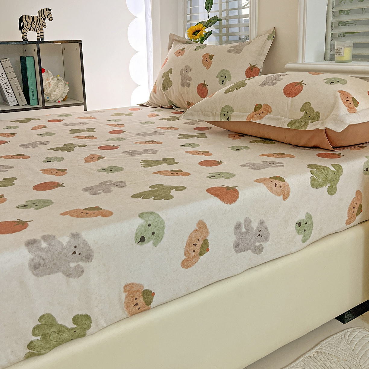 91家纺网 家纺一手货源 找家纺 （总）依庭 2025新款高克重全棉纯棉磨毛印花床笠单品床笠