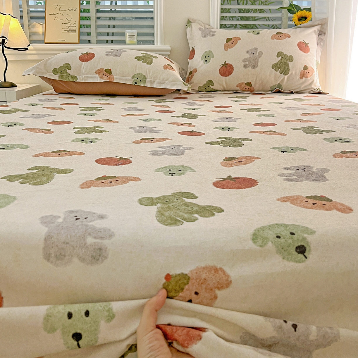 91家纺网 家纺一手货源 找家纺 （总）依庭 2025新款高克重全棉纯棉磨毛印花床笠单品床笠