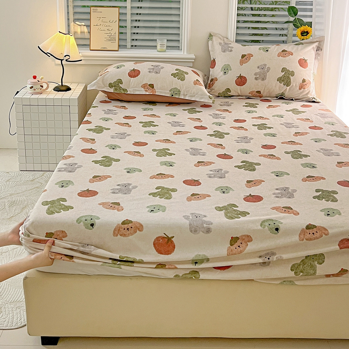 91家纺网 家纺一手货源 找家纺 （总）依庭 2025新款高克重全棉纯棉磨毛印花床笠单品床笠