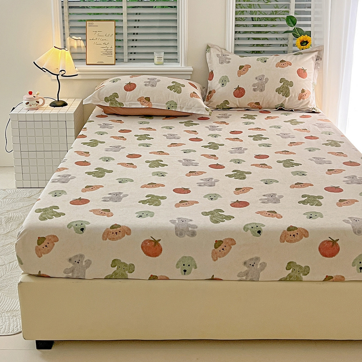 91家纺网 家纺一手货源 找家纺 （总）依庭 2025新款高克重全棉纯棉磨毛印花床笠单品床笠