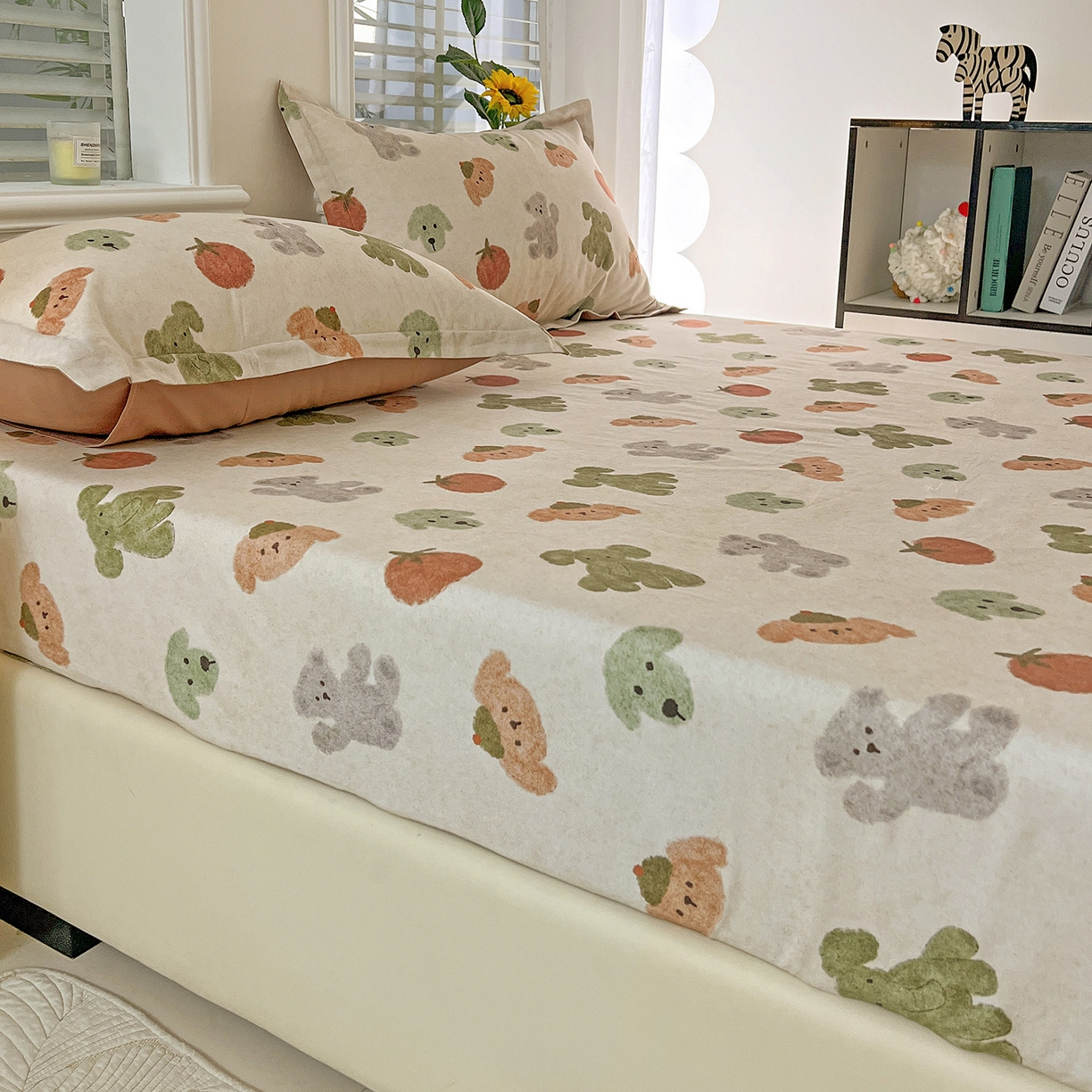 91家纺网 家纺一手货源 找家纺 （总）依庭 2025新款高克重全棉纯棉磨毛印花床笠单品床笠