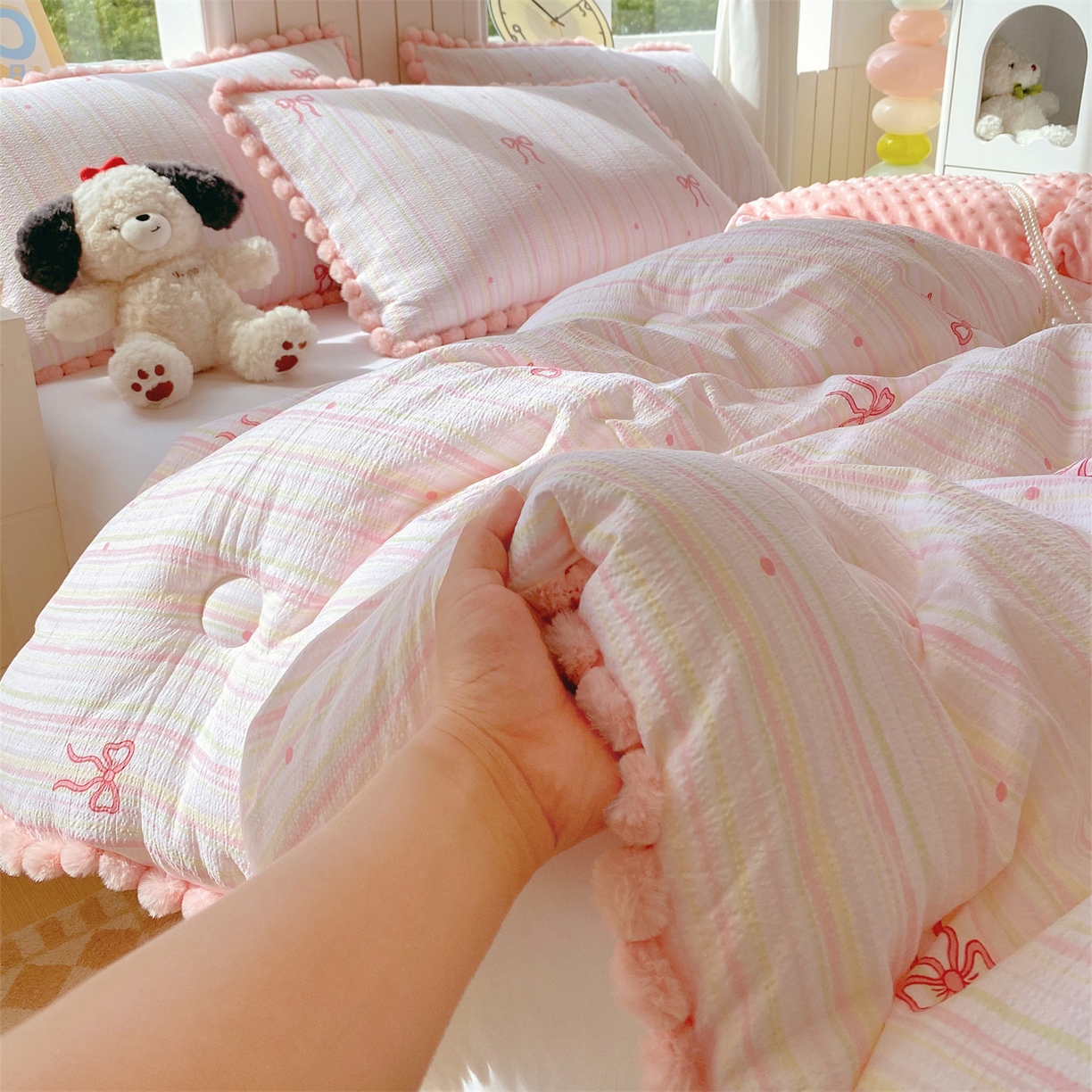 91家纺网 家纺一手货源 找家纺 梵克保罗 2025新款冬被系列 毛球款豆豆被 千夏