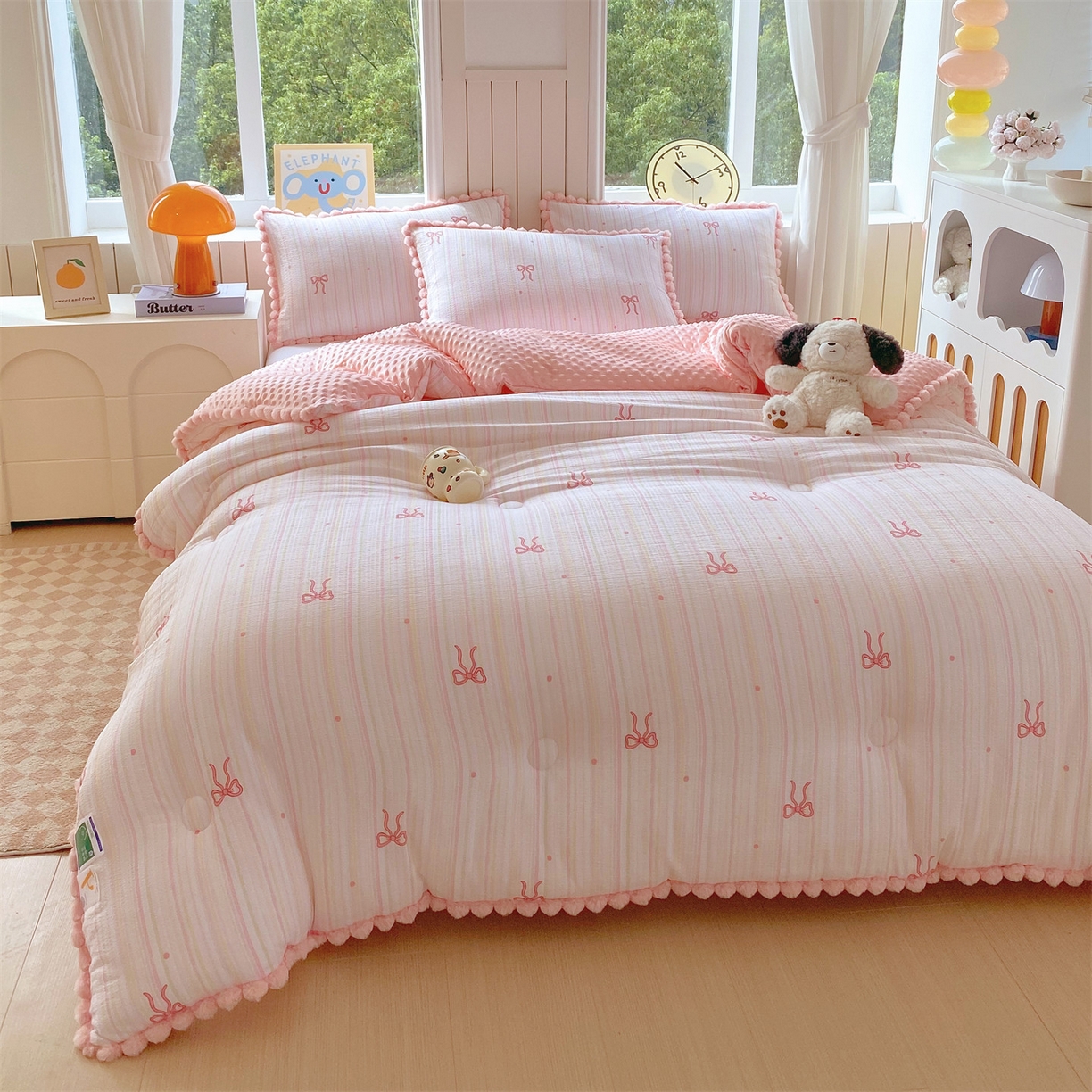 91家纺网 家纺一手货源 找家纺 梵克保罗 2025新款冬被系列 毛球款豆豆被 千夏