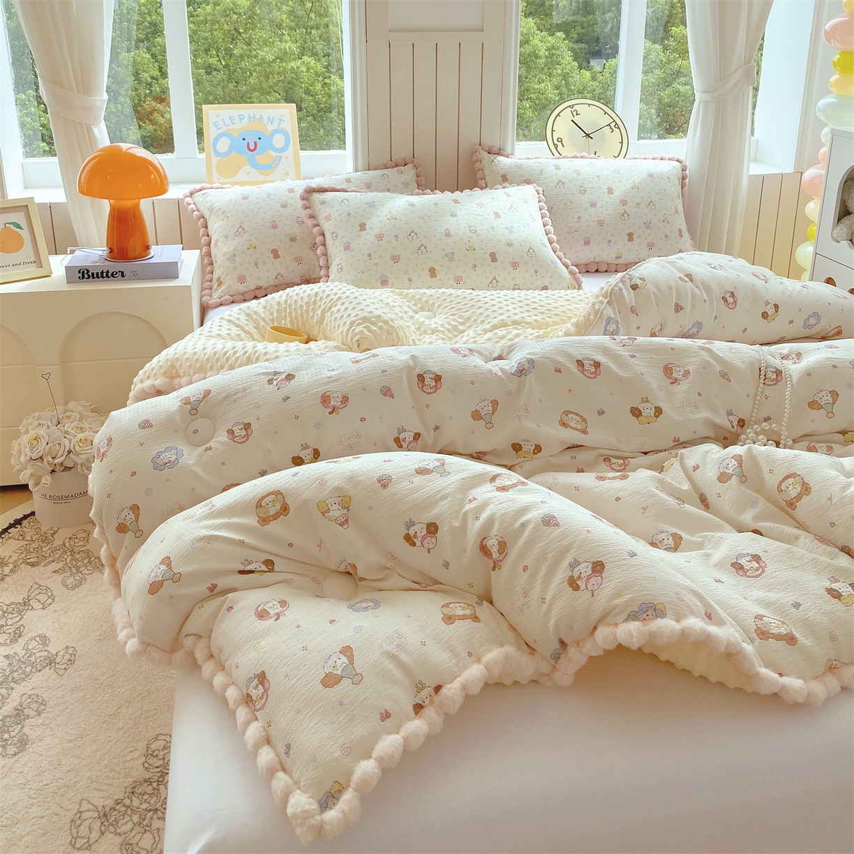 91家纺网 家纺一手货源 找家纺 梵克保罗 2025新款冬被系列 毛球款豆豆被 松饼小狗