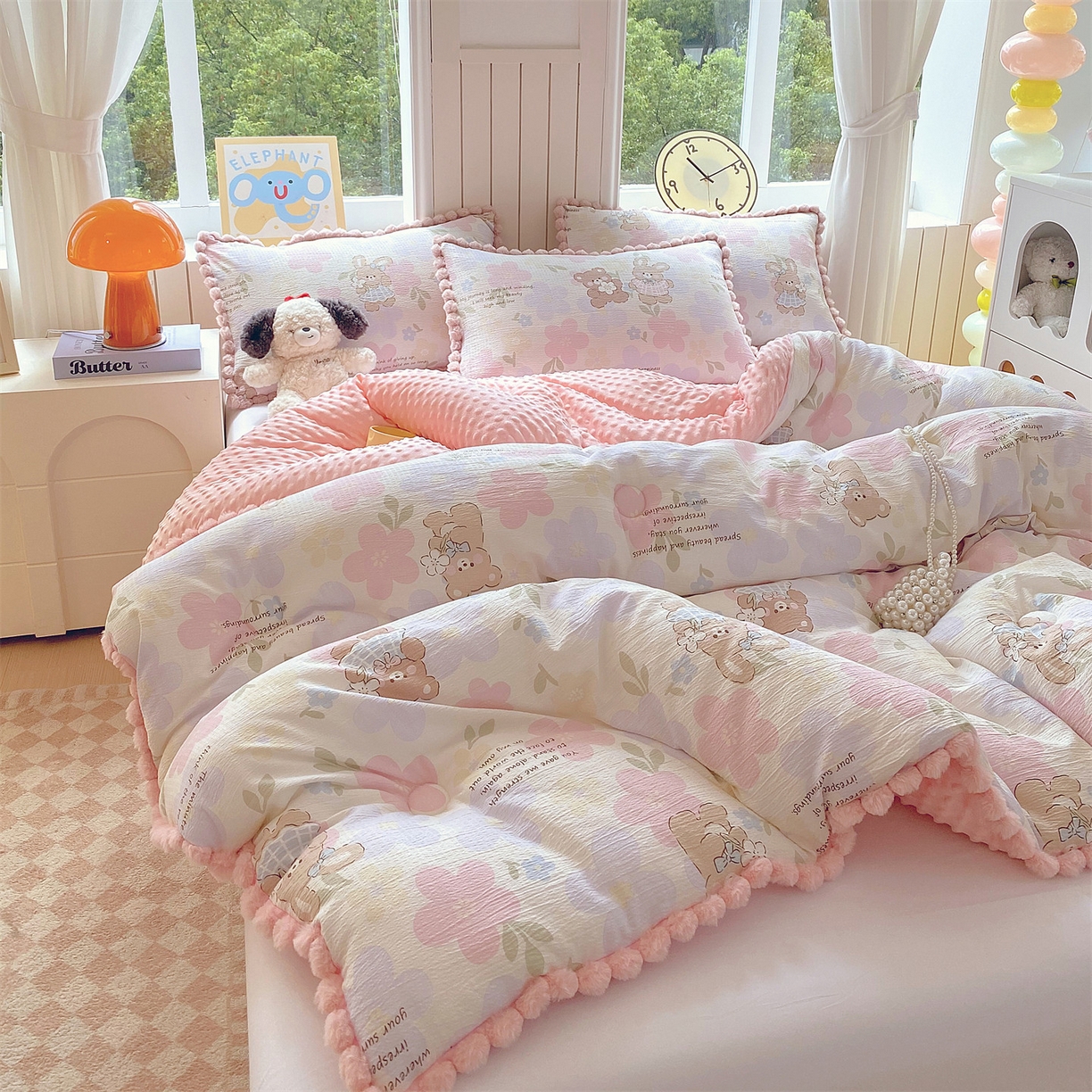 91家纺网 家纺一手货源 找家纺 梵克保罗 2025新款冬被系列 毛球款豆豆被 花漾甜心