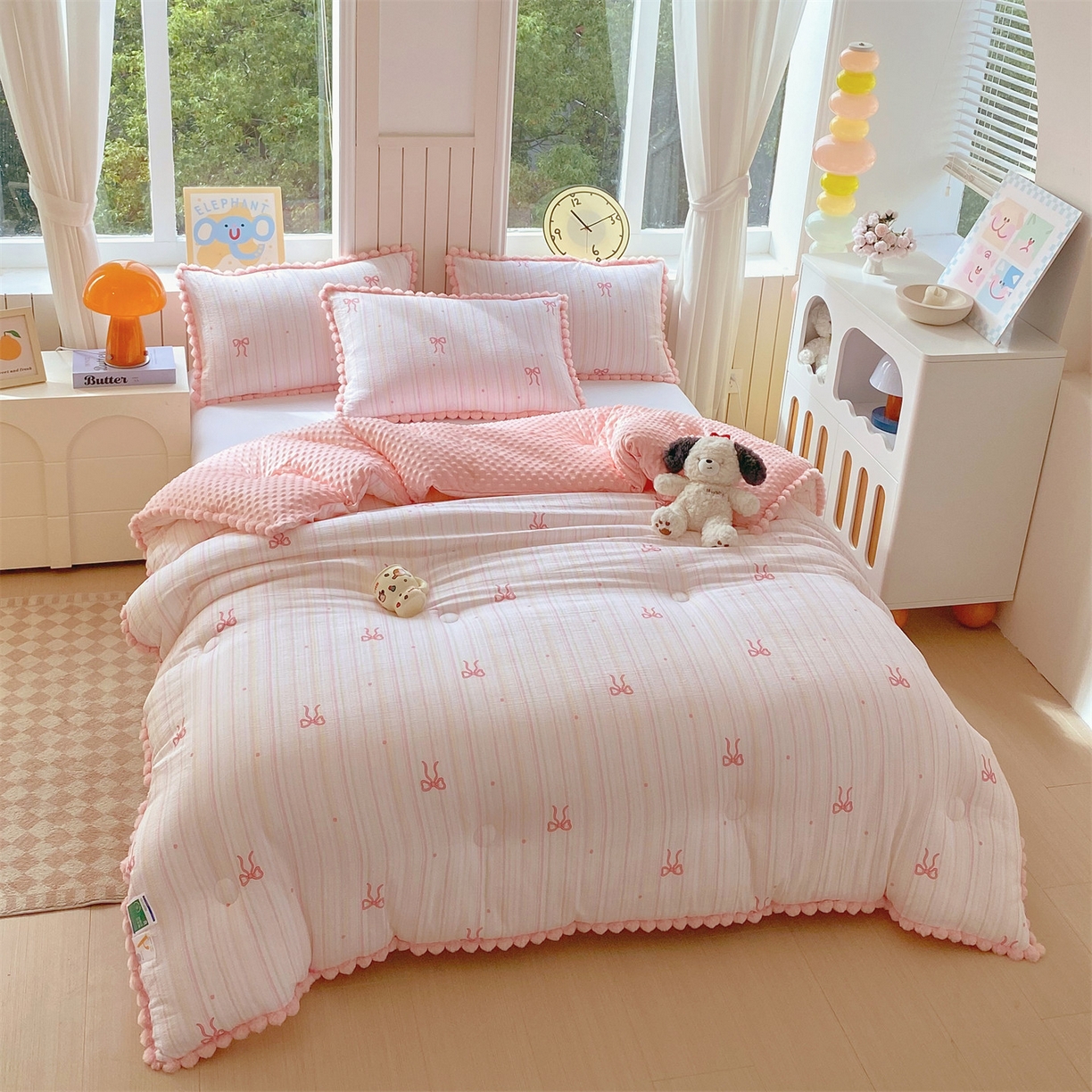 91家纺网 家纺一手货源 找家纺 梵克保罗 2025新款冬被系列 毛球款豆豆被 千夏