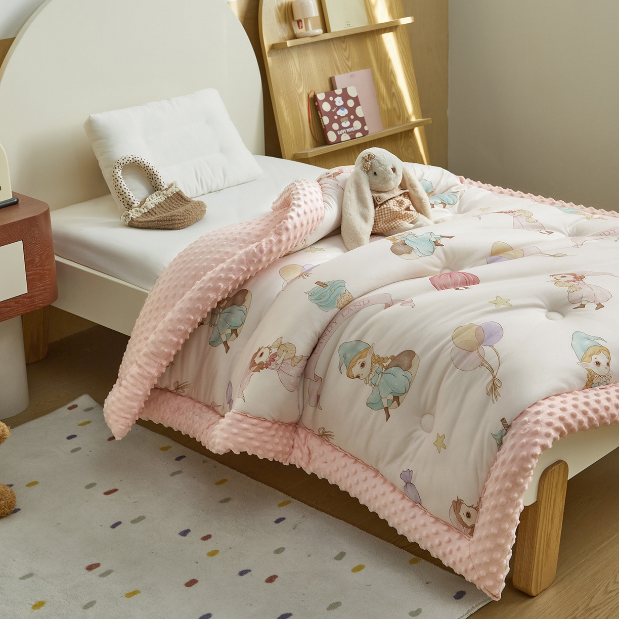 荷马之梦 2025新款A类小版针织棉数码印花手绘原创豆豆绒被芯儿童被子春秋被冬被-梦境 糖果女孩