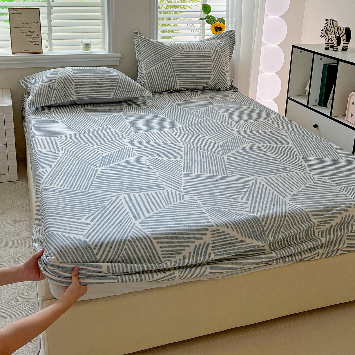 91家纺网 家纺一手货源 找家纺 （总）依庭 2025新款高克重全棉纯棉磨毛印花床笠单品床笠