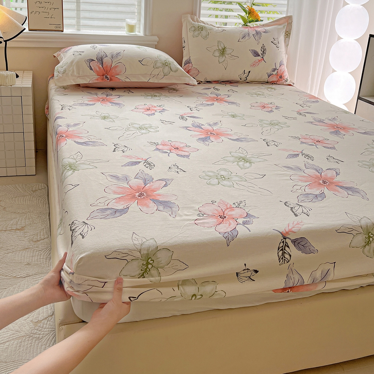 91家纺网 家纺一手货源 找家纺 （总）依庭 2025新款高克重全棉纯棉磨毛印花床笠单品床笠