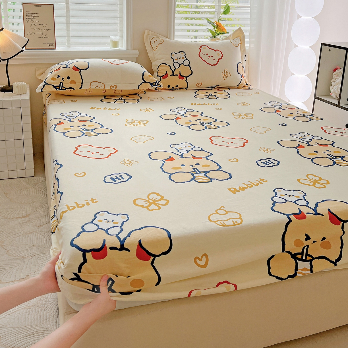 91家纺网 家纺一手货源 找家纺 （总）依庭 2025新款高克重全棉纯棉磨毛印花床笠单品床笠