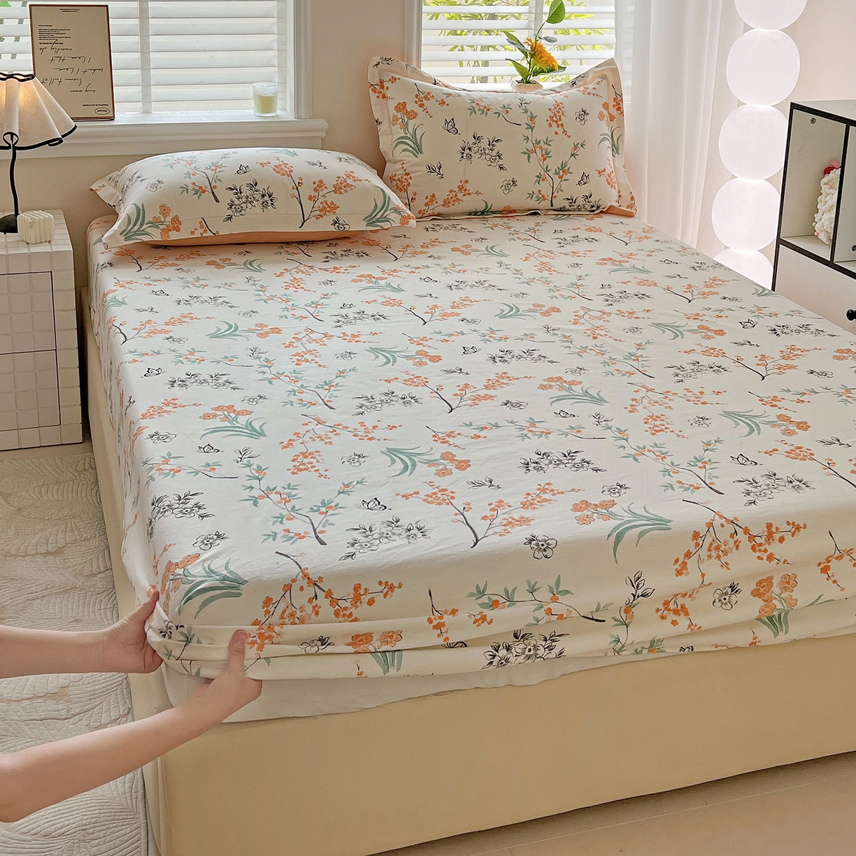 91家纺网 家纺一手货源 找家纺 （总）依庭 2025新款高克重全棉纯棉磨毛印花床笠单品床笠