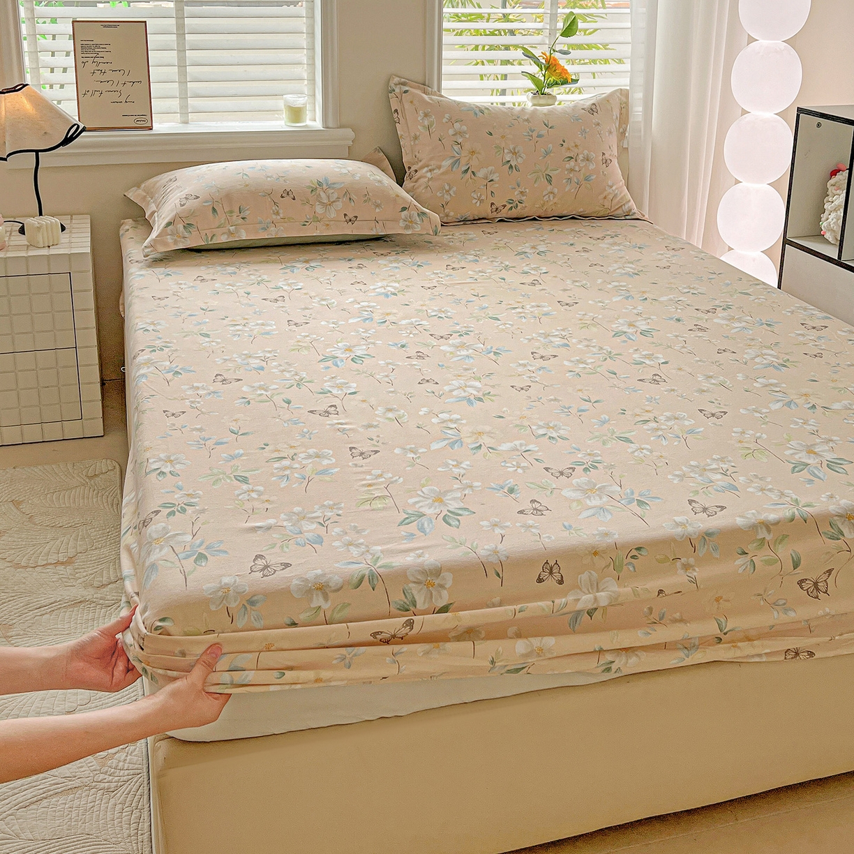 91家纺网 家纺一手货源 找家纺 （总）依庭 2025新款高克重全棉纯棉磨毛印花床笠单品床笠