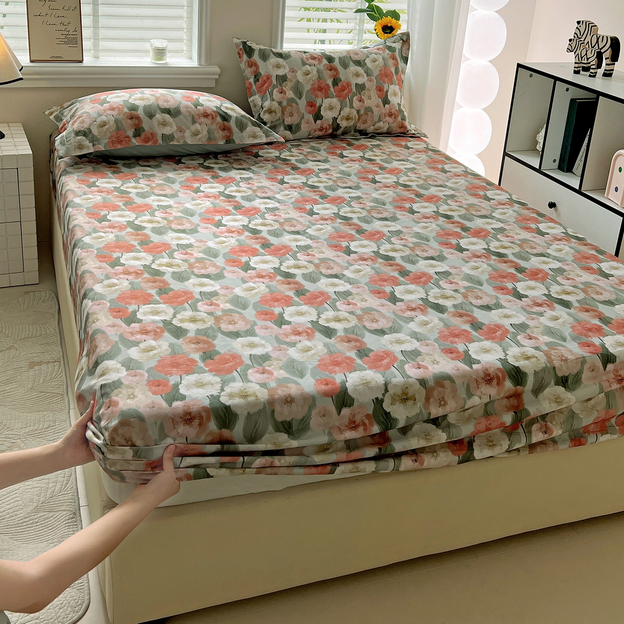 91家纺网 家纺一手货源 找家纺 （总）依庭 2025新款高克重全棉纯棉磨毛印花床笠单品床笠