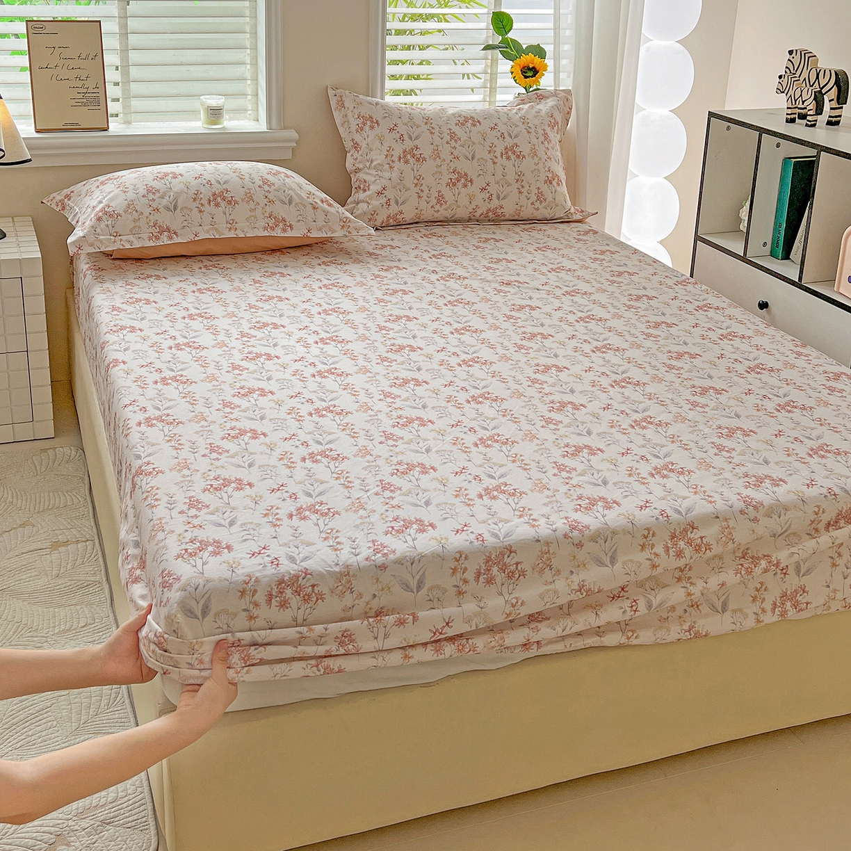 91家纺网 家纺一手货源 找家纺 （总）依庭 2025新款高克重全棉纯棉磨毛印花床笠单品床笠