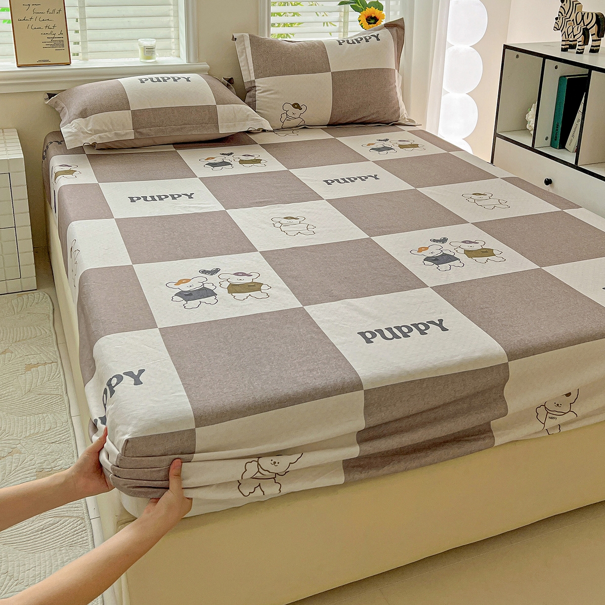 91家纺网 家纺一手货源 找家纺 （总）依庭 2025新款高克重全棉纯棉磨毛印花床笠单品床笠