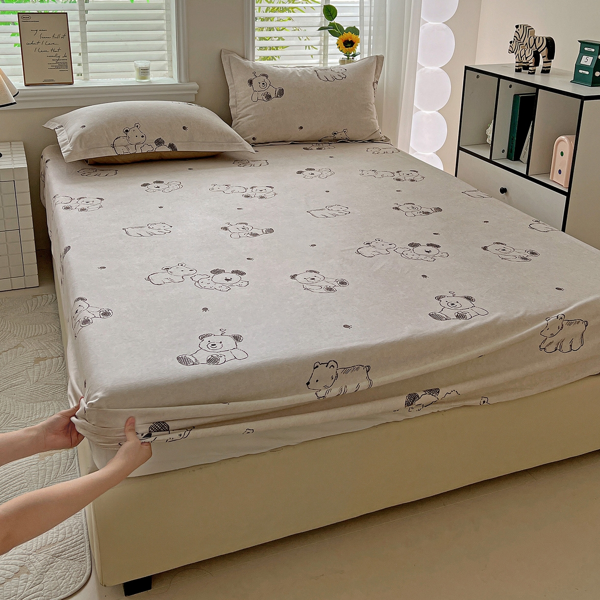 91家纺网 家纺一手货源 找家纺 （总）依庭 2025新款高克重全棉纯棉磨毛印花床笠单品床笠