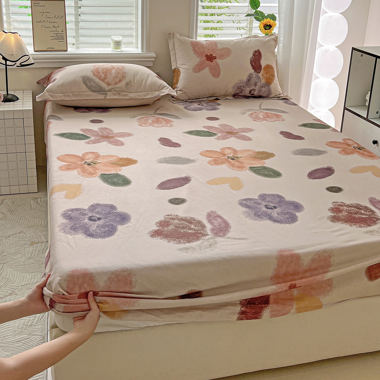 91家纺网 家纺一手货源 找家纺 （总）依庭 2025新款高克重全棉纯棉磨毛印花床笠单品床笠