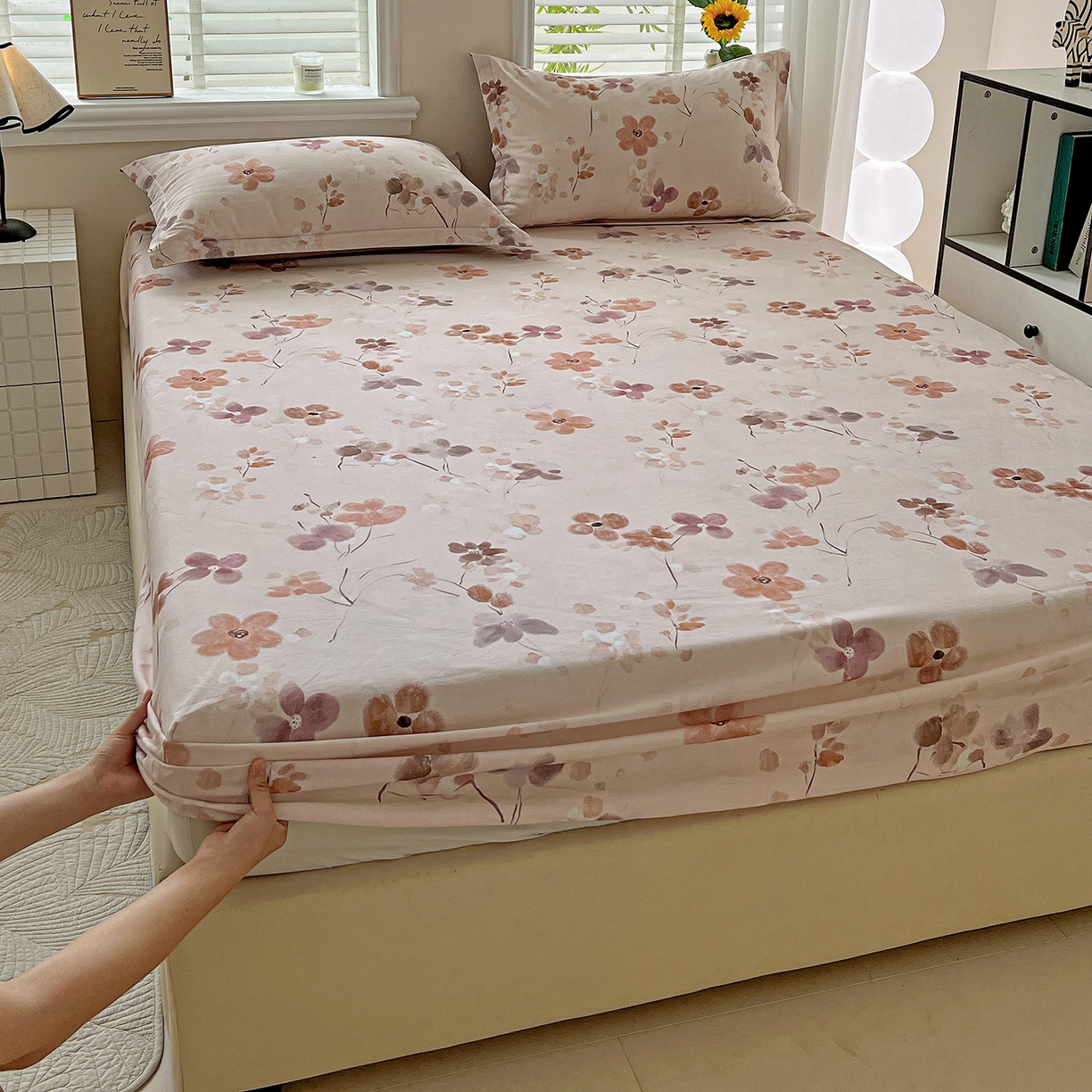 91家纺网 家纺一手货源 找家纺 （总）依庭 2025新款高克重全棉纯棉磨毛印花床笠单品床笠