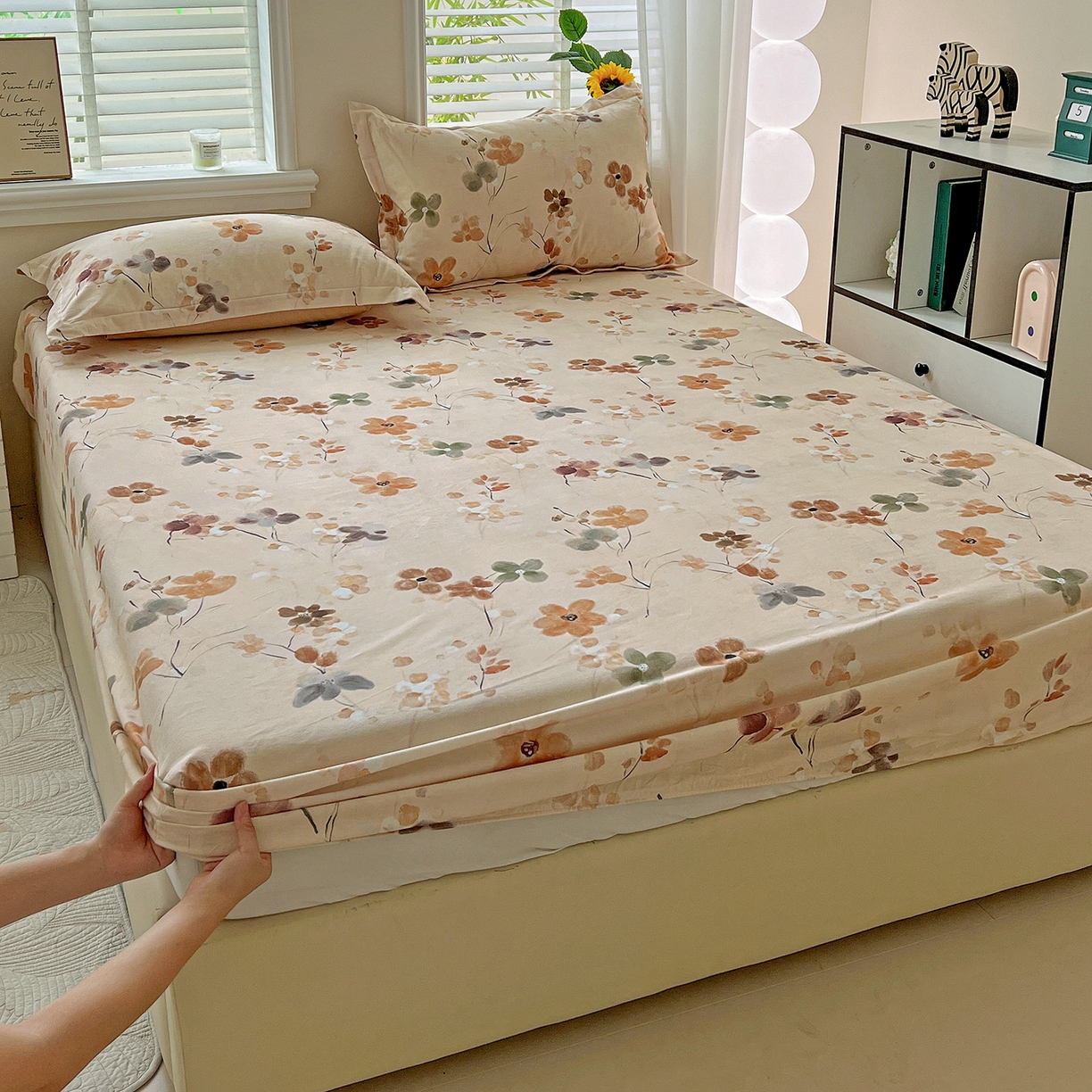 91家纺网 家纺一手货源 找家纺 （总）依庭 2025新款高克重全棉纯棉磨毛印花床笠单品床笠