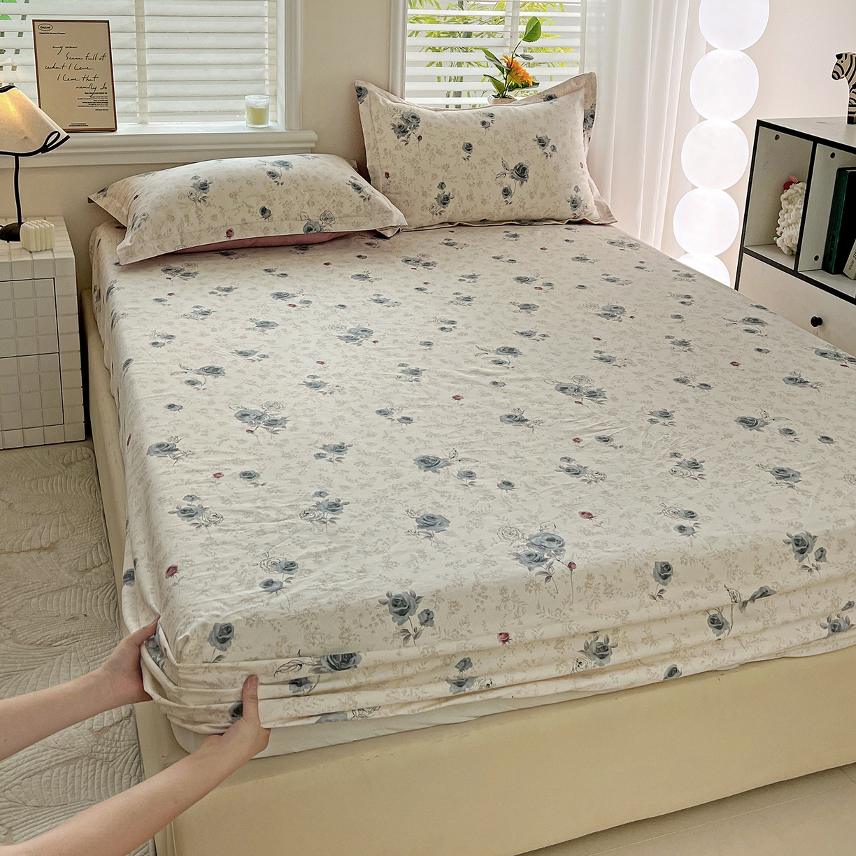 91家纺网 家纺一手货源 找家纺 （总）依庭 2025新款高克重全棉纯棉磨毛印花床笠单品床笠