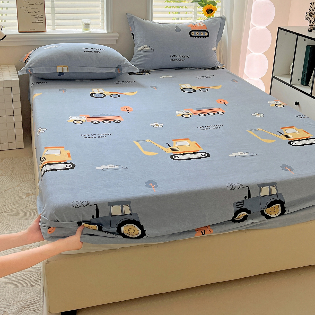 91家纺网 家纺一手货源 找家纺 （总）依庭 2025新款高克重全棉纯棉磨毛印花床笠单品床笠