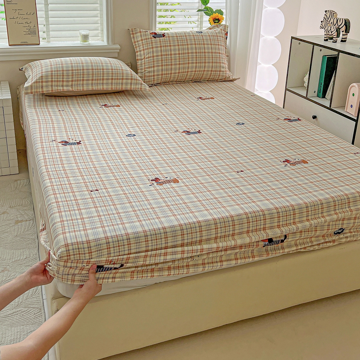 91家纺网 家纺一手货源 找家纺 （总）依庭 2025新款高克重全棉纯棉磨毛印花床笠单品床笠