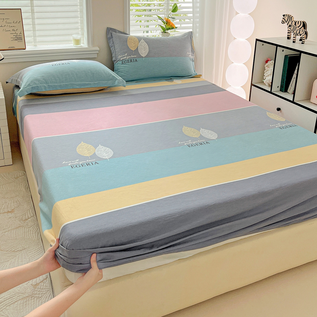 91家纺网 家纺一手货源 找家纺 （总）依庭 2025新款高克重全棉纯棉磨毛印花床笠单品床笠