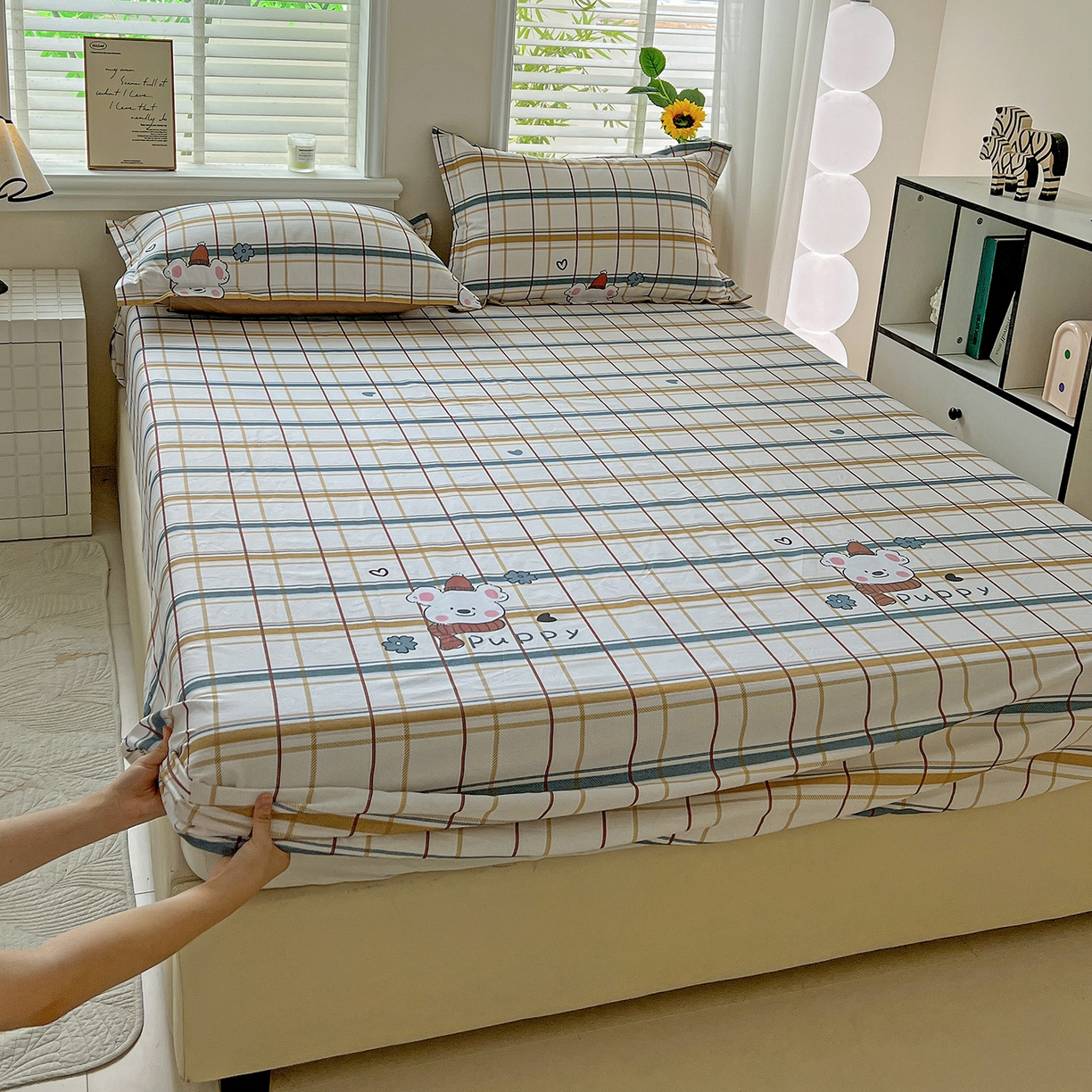 91家纺网 家纺一手货源 找家纺 （总）依庭 2025新款高克重全棉纯棉磨毛印花床笠单品床笠