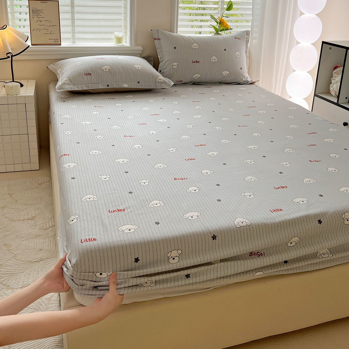 91家纺网 家纺一手货源 找家纺 （总）依庭 2025新款高克重全棉纯棉磨毛印花床笠单品床笠