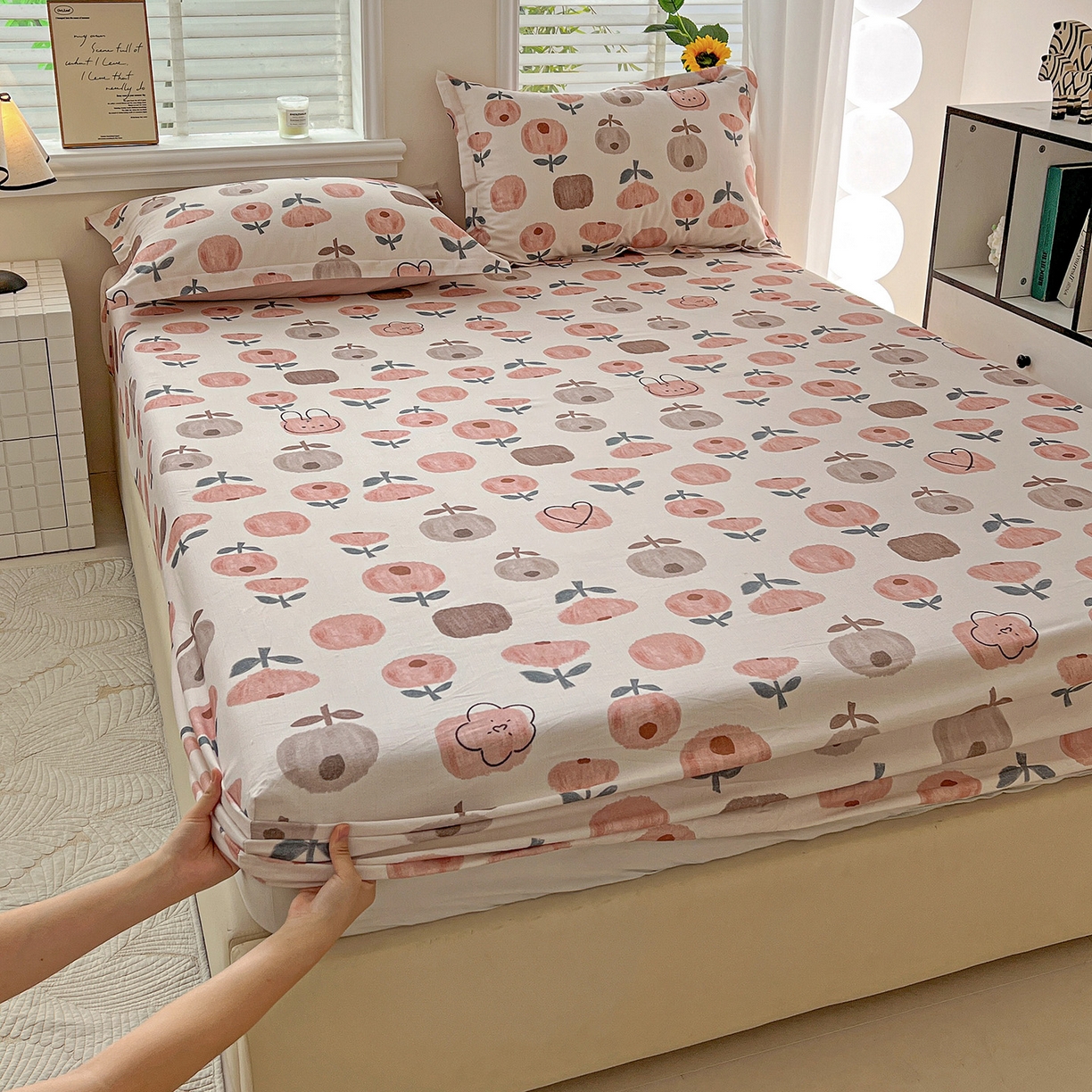 91家纺网 家纺一手货源 找家纺 （总）依庭 2025新款高克重全棉纯棉磨毛印花床笠单品床笠