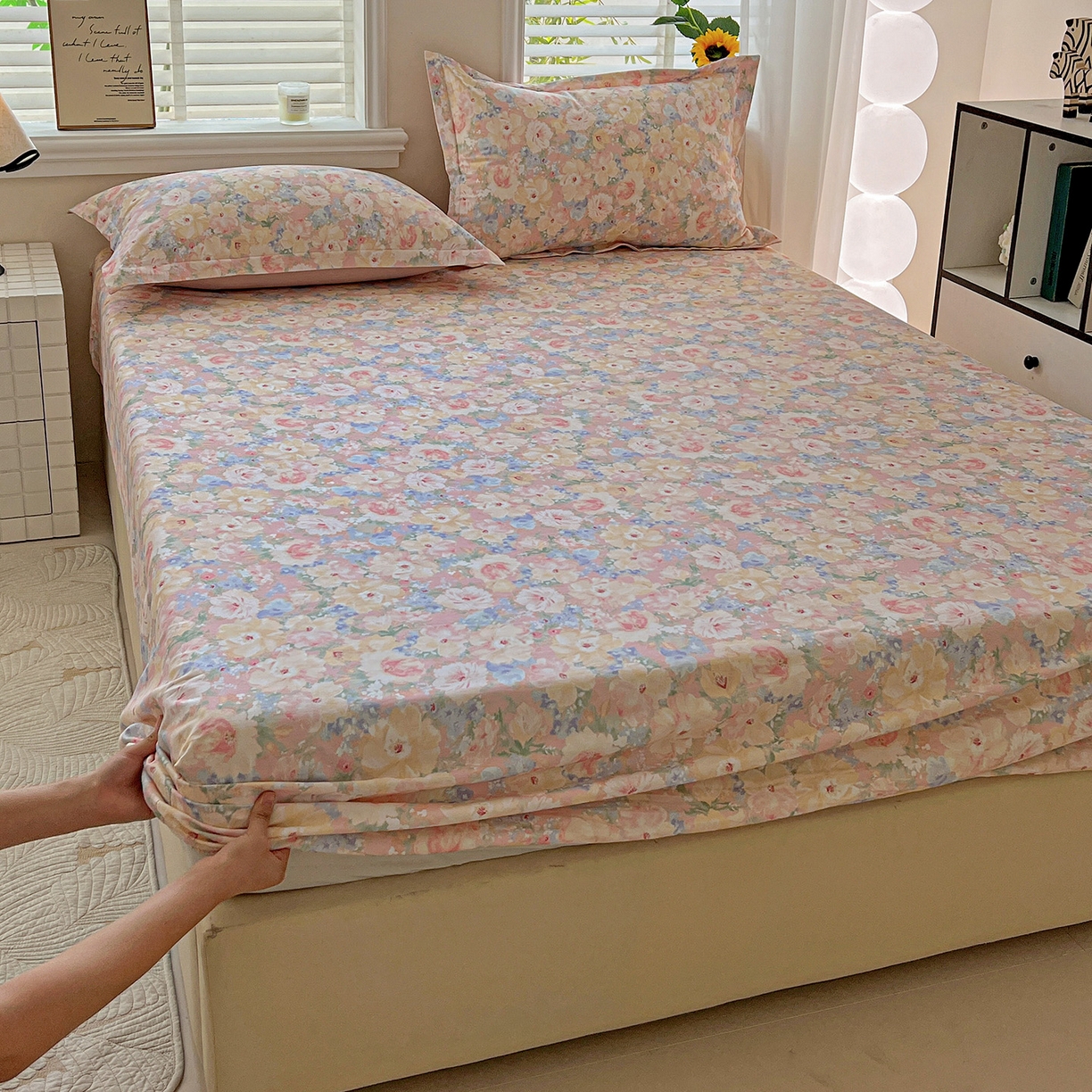 91家纺网 家纺一手货源 找家纺 （总）依庭 2025新款高克重全棉纯棉磨毛印花床笠单品床笠