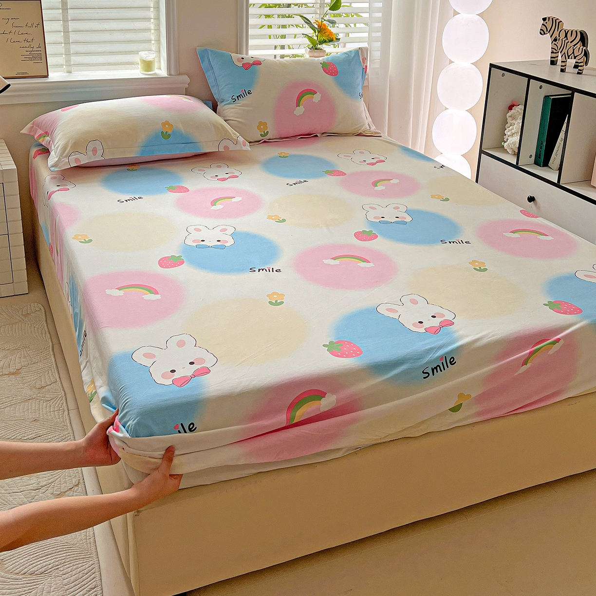 91家纺网 家纺一手货源 找家纺 （总）依庭 2025新款高克重全棉纯棉磨毛印花床笠单品床笠